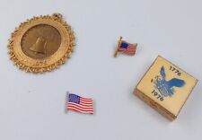 American BICENTENNIAL 1776-1976 Liberty Bell Pendant Flag Pins Pill Box Lot of 5 picture