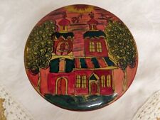 Vtg. handpainted wood box; house/trees/animals, etc... picture
