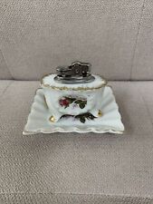 Antique Porcelain Table Lighter - Flower Design With Plate picture