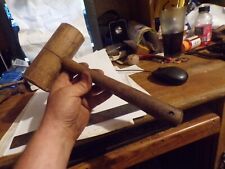 VINTAGE ANTIQUE HANDMADE SOLID WOOD MALLET RUSTIC 12 X 6'' WORKS GREAT picture