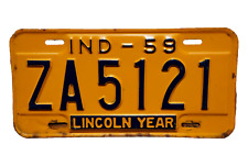 1959 INDIANA License Plate - LINCOLN YEAR picture
