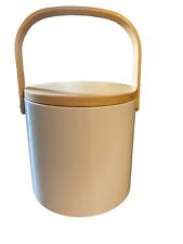 MCM Georges Briard Ice Bucket White Wood Lid & Handle Vintage Barware Bucket picture