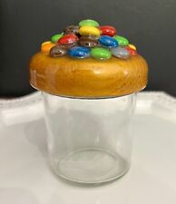 Vintage Handmade MM’s Lid Glass Jar.  Candy Jar. Unique Handmade picture
