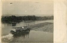 Postcard RPPC 1908 Wisconsin La Crosse Clyde River steamboat Barge WI24-620 picture