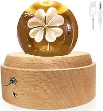Music Box [Carrying you] Crystal Ball 3D 4 Leaf Clover LED Lamp Projection JAPAN picture