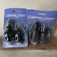 2 Cobblestone Corners Collectible  Miniature TREES Winter Village Train Diorama picture
