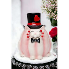 Ceramic Valentine Themed Whiskered Cat Chocolate Candy Jar   Valentines Day picture