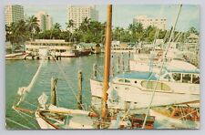 Postcard Fishing Boats At Pier 5 Downtown Miami Florida 1957 picture