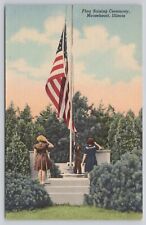 Mooseheart Illinois IL Flag Raising Ceremony Girls Saluting 1945 Linen Postcard picture