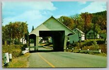 Old Covered Bridge South Wheelock Country Road Lyndon Vermont Vintage Postcard picture