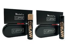 2x Clipper Raw Full Size Refillable full Metal Lighter Gold and Black picture