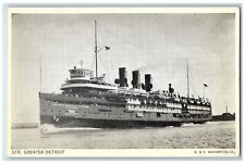 c1920's The Greater Detroit Passenger Ship Smokestacks View Detroit MI Postcard picture
