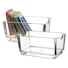 2pcs Clear Acrylic Sugar Packet Holder Square Tea Bag Bowl 4.3 Inches picture