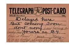 Postcard Telegraph Postcard c1908 Delayed Here Yours as B4 Owingsville KY picture