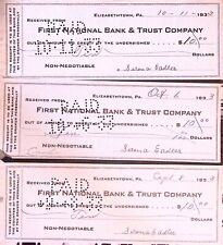 First National Bank & Trust Co. Elizabethtown PA 1933 Checks picture