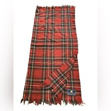Vintage Highland Tweeds Made in U.K. All Wool Plaid Tartan Fringed Blanket Throw picture
