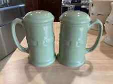 Longaberger Pottery Butternut Sage  Stovetop Salt and Pepper Shakers picture