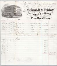 Schmidt & Friday Pittsburgh PA Whisky Distillery Illus. Billhead 1886 BH2-39 picture