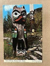 Postcard Ketchikan AK Alaska Raven Carving Totem Pole Eagle Beaver Saxman Park picture
