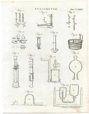 Original 1797 Encyclopedia Britannica Engraving Plate Water Guages Eudiometer picture