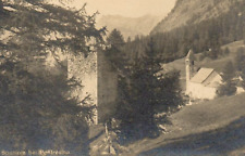 Vintage Real Photo Postcard RPPC Ruins Old Buildings Church Tower Mountain Hills picture