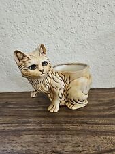 Adorable And Rare Scioto Ceramic Vintage Cat Planter Signed And Dated 1977 picture