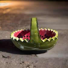 Vintage Watermelon Ceramic Bowl, Serving Basket, Centerpiece - with Handle picture