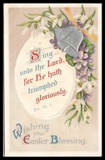 Wishing You Easter Blessing Postcard Embossed c1909 Bible Verse Ex. 15. 1. picture