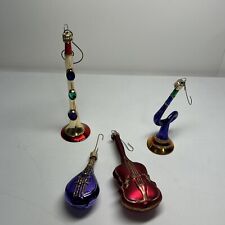 Vintage Christmas Ornaments Musical Instruments Blown Glass picture