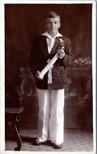 Handsome Teen Boy RPPC Vintage Postcard ID'd William F. Hennessy Jr. 1932 MC picture