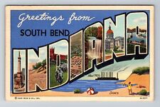 South Bend IN-Indiana, LARGE LETTER Greetings, c1944 Vintage Souvenir Postcard picture