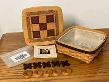 Longaberger 2001 Father's Day Tic Tac Toe Basket With Lid Protector Pieces Liner picture