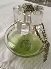 Unique Green Brash Cologne Bottle w Flower Top and Chain Logo picture