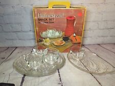 Vintage Homestead Snack Set 1950s By Federal Glass Four Plates/Four Cups W/Box picture