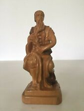 Vintage Israeli Olive Wood Carving Moses Ten Commandments Sculpture Statue picture