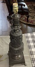 Vintage/ Antique Solid Bronze Heavy Table Lamp Engraved Large Works Great Piece picture