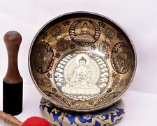 25 CM Medicine Buddha Carving Bowl-Tibetan Singing Bowl-Deep Relaxing Sound Bowl picture