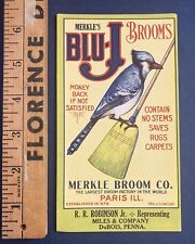 Merkle’s Blu-J Brooms Vintage Ink Blotter, Paris, IL, Dubois, PA picture