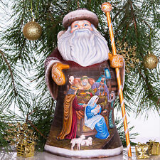 Hand carved wooden Santa Claus figurine Nativity Scene Exclusive Christmas gift picture