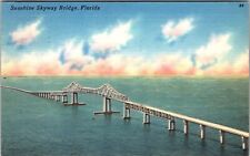 FL-Florida, Sunshine Skyway Bridge, Aerial View, Vintage Postcard picture