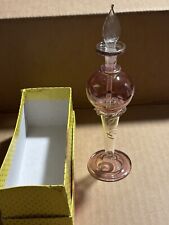 Vintage Pink, Gold Glass Perfume Bottle With Dabbler- Made in Egypt 7” picture