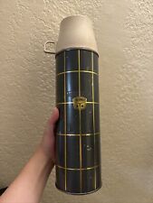 VINTAGE 1960 s QUART SIZE KING SEELY THERMOS Green Gold Nature TWO CUPS INSIDE picture