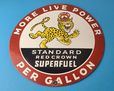 Vintage Standard Red Crown Sign - Porcelain Gas Motor Oil Pump Plate Sign picture