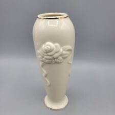 Lenox Ivory Rose 6 In. Bud Vase 24K Gold Trim Excellent Condition picture
