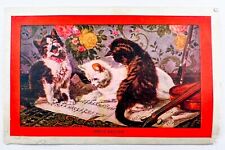 Antique Postcard Postmarked 1910 MUSIC LESSON Kittens on Sheet Music Lithograph picture