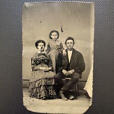 ATQ Circa 1840 1865 Tintype Victorian Civil War Family Picture With Young Girl picture