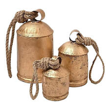 Set of 3 Vintage Christmas Cow Bells Rustic Harmony Metal Bells for Decoration picture