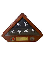 Army National Guard American Soldier Memorial Flag in Display Case with 2 Medals picture