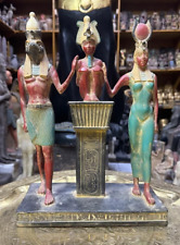RARE ANCIENT EGYPTIAN ANTIQUES Statue Large Of God Osiris, Horus & Goddess Isis picture