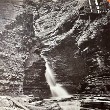 Antique 1860s Watkins Glen Gorge Waterfall New York Stereoview Photo Card V1801 picture